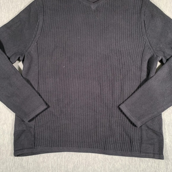 Carbon2Cobalt Sweater Mens XL Navy V Neck Cotton Cashmere Knit Pullover Textured - Picture 3 of 9